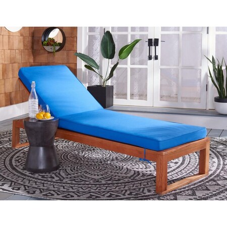 Safavieh 24.8 x 80.9 x 37.4 in. Solano Sunlounger, Natural & Royal Blue PAT7024K